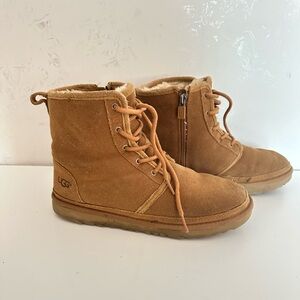 UGG Neumel II Lace-Up Suede Shearling Boots Chestnut Women’s 6